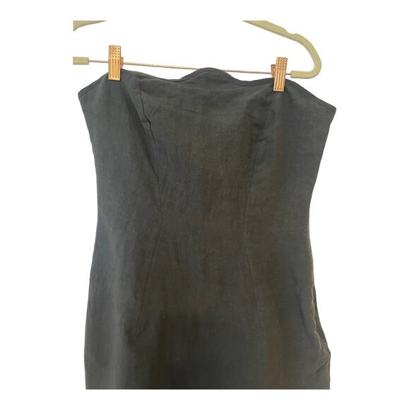 Revolve Natalie Rolt Daisy Linen Strapless Mini Dress Scalloped Edge Black Sz 2 - Picture 6 of 16